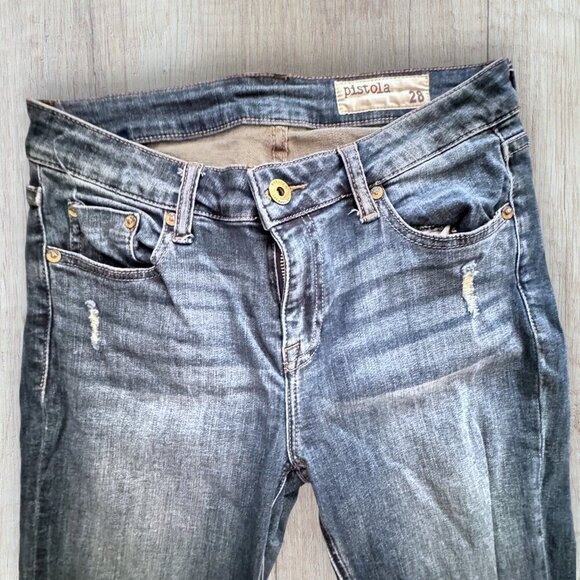 PISTOLA High Waist Rise Skinny Zip Ankle Distressed Stretch Denim Jeans 28 - Picture 3 of 6